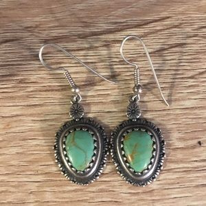 Genuine turquoise sterling silver earrings